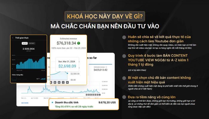 Nội dung Khoá dạy làm Youtube Huân Academy