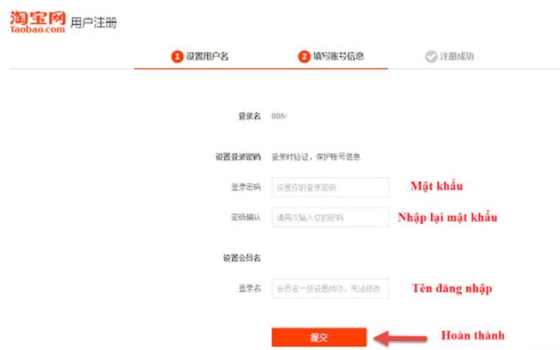 Đăng ký tài khoản Taobao